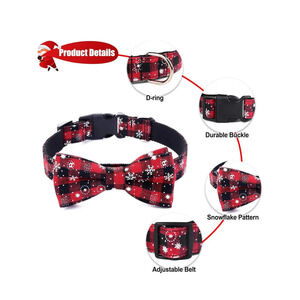 Malier Dog Bandana Collar Set Pet Christmas Classic Plaid Snowflake Dog Scarf